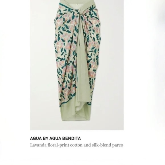 Agua by Agua Bendita Lavanda Cotton & Silk Blend Pareo and swimsuit in size M. - Picture 4 of 14